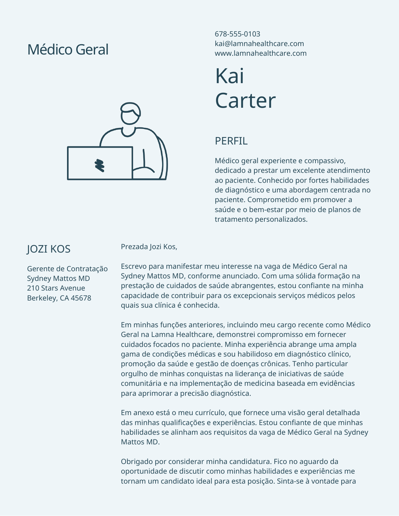 Uma carta de apresentação profissional antes da tradução